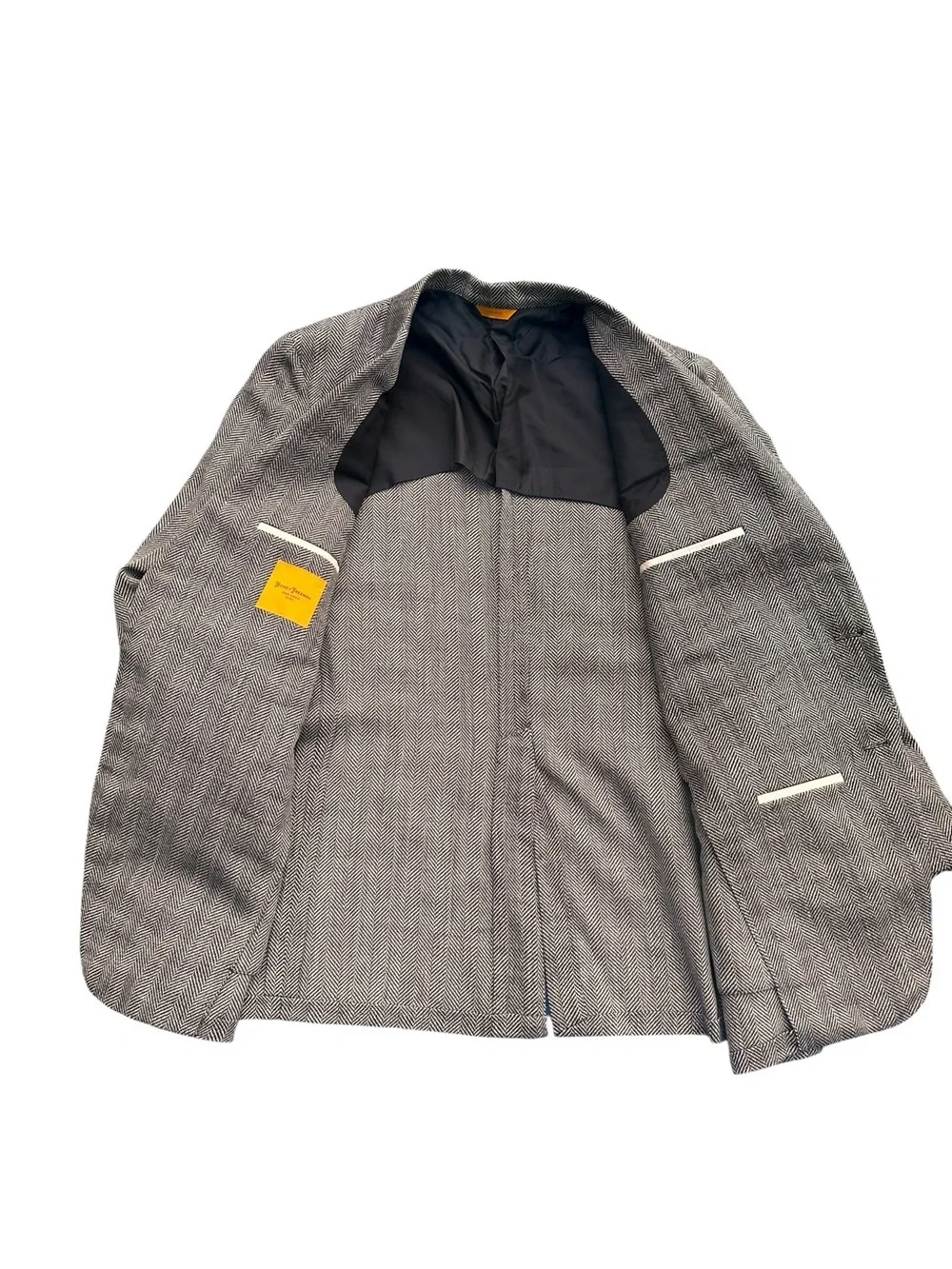 Hickey Freeman 44R Black Gray Sport Coat Blazer Houndstooth USA Made